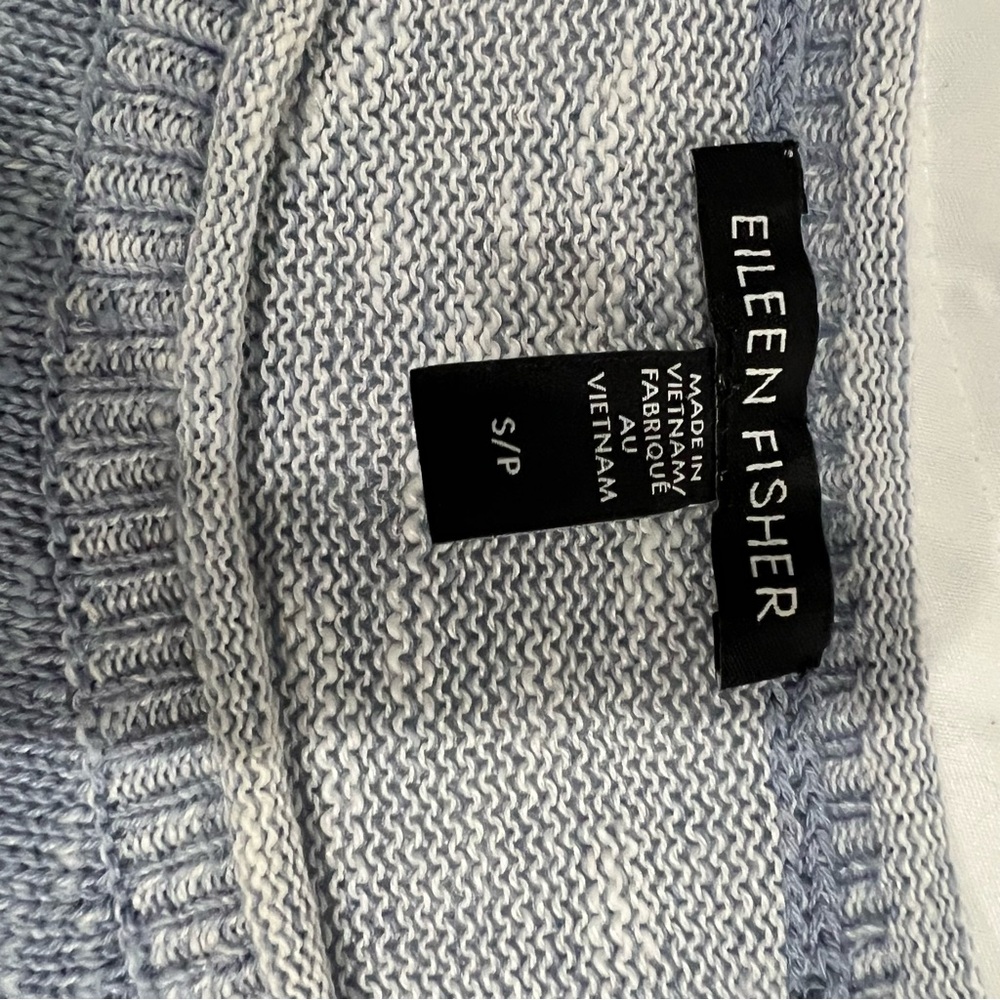 Eileen Fisher Light Blue,Marbled crewneck Linen Sweater Women's Oversized S - Picture 6 of 6